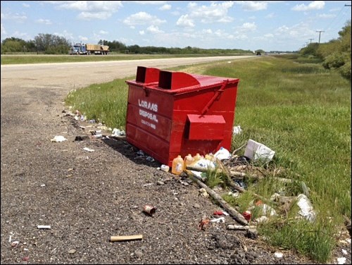 Irresponsible use of rest stop garbage containers gives visitors a poor impression of Saskatchewan. Photos submitted