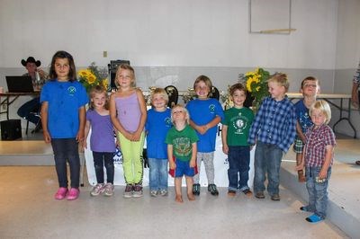 Some of the Assiniboine Beef and Multi 4-H Club in attendance at the awards night on August 14 from left, were: Olivia Ivanochko, Elizabeth Ivanochko, Maggie Ivanochko, Haley Hueser, Chet Covlin, Kendra Hueser, Dawson Volpatti, Liam Townsend, Levi Maier and Sawyer Townsend.