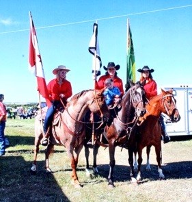Megan Combres, Dayleen Wood and her son Cashtin and Brooklyn Finch formed a colour party for the parade. Photos submitted