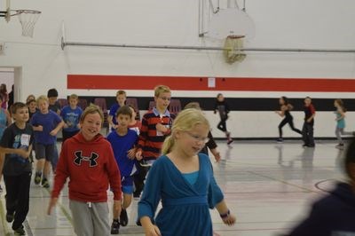 The grades 5 and 6 students at the Canora Composite School used the school’s gymnasium to conduct their annual Terry Fox Ru on October 3.