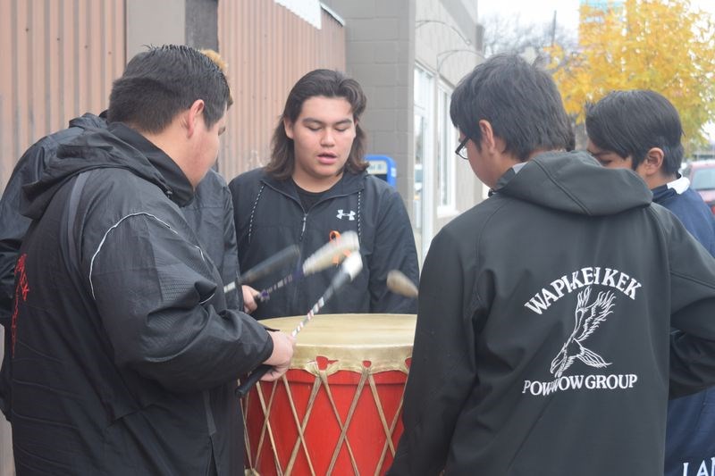 The Wapi-Kehkek drum group of Cote First Nation performed at the opening and closing of the ceremony held to mark the official opening of the outreach centre in Kamsack on October 3.