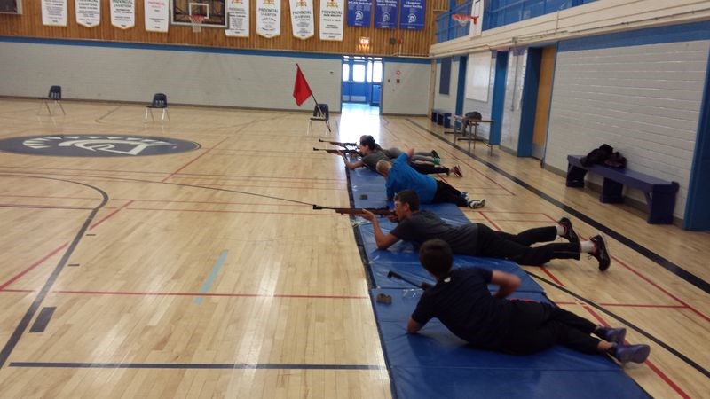 Among the Kamsack air cadets to participate in a biathlon activity at the KCI on October 8, from left, were: Keanna Romaniuk, Katie Friday, Zach Chernoff, Connor Bodnarek and Aiden Broda.