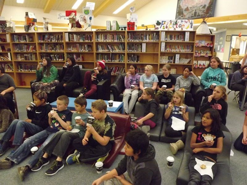 As an Education Week activity, the Bookworm Café was set up at the KCI Library last week when staff and students enjoyed hot chocolate and cookies baked by Grade 9 home economics students.