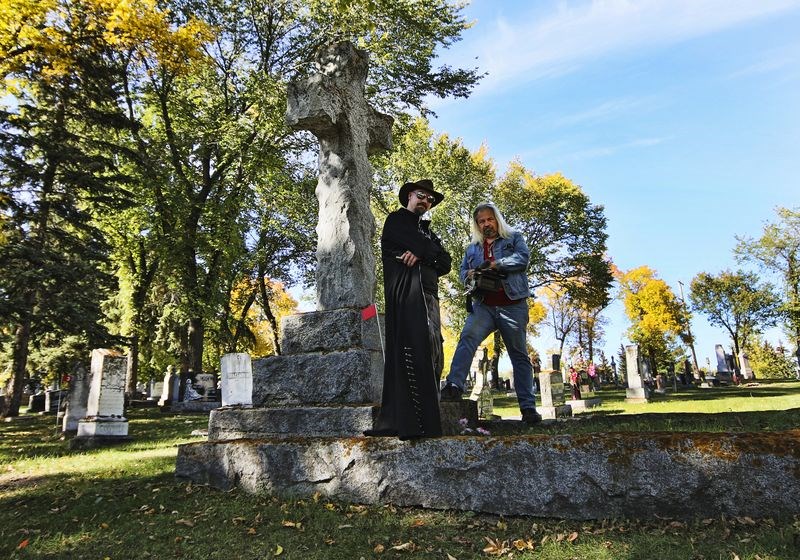 Ryan Crouse, left, of Yorkton and Cole Smith of Kamsack, produce Knights of the Dark, a television program aired on Access 7 which delves into the world of the paranormal, investigating sites in the area which have been reported to have suspicious goings-on. -Photo courtesy of Ryan Crouse