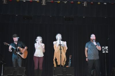 Lisa Brokop and her bandmates entertained a crowd of nearly 200 people, making the first concert in the Canora Arts Council’s Stars for Saskatchewan series a rousing success. Performing a much requested encore, from left, were: Darren Savard, Carly Mekillip, Lisa Brokop and Darcy Johnstone.