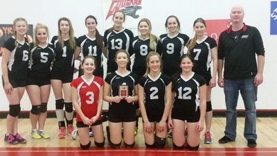 The Canora Composite School senior girls volleyball team hosted a home tournament on October 28 and 29, in which they placed second. The team members who posed with their plaque for second place, from left, were: (back row) Kaitlyn Landstad, Abbey Sakal, Emma Eiteneier, Grace Medvid, Mackenzie Gulka, Jensen Gabora, Janayah Merriam, Taralee Bazarski and Colin Knight (coach) and (front) Sarah Boulanger, Carmen Stusek (team captain), Jill Gulka and Felicity Mydonick.