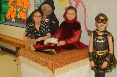 Some unique Halloween costumes at the Preeceville School Halloween costume parade on October 31 were worn by, from left, Amber Spray, Lexi Prouse and Maggie Bartel.