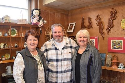 From left, Sharon Uhryn, Rev. Brett Watson and Dona Franklin are three of the volunteers running the thrift store in Canora.