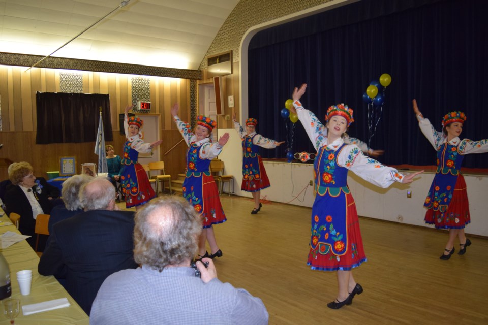 Members of the Canora Veselka Ukrainian Dance Club performed the Volyn for attendants of the Ukrainian Catholic Women’s League anniversary banquet.