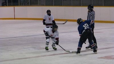 From left, Taye Shukin and Hunter Lamb were ready for the Canora Peewee Cobras game against the Preeceville Peewee Pats.