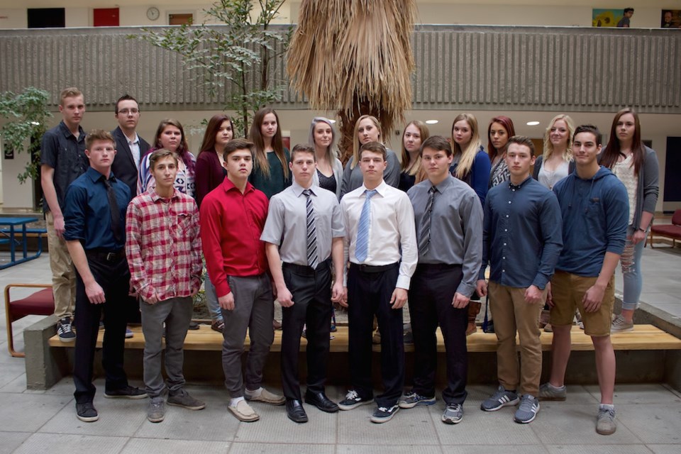Students in the Entrepreneurship 30 class are, back row, from the left: Carter Threinen, Nicholas Da
