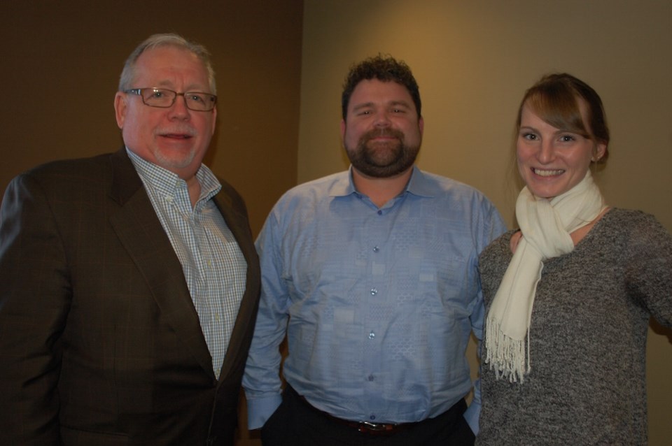 From the left: Steve McLellan, Saskatchewan Chamber of Commerce, along with Mark Cooper, and Megan J