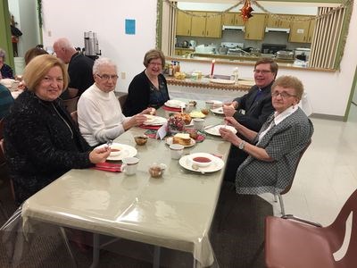 Among the persons who enjoyed the Ukrainian Christmas Eve supper in Sturgis last week, from left, were: Jenny McPherson, Rosie Pozium, Anna Russell, Miles Russell and Ann Perpelitz.
