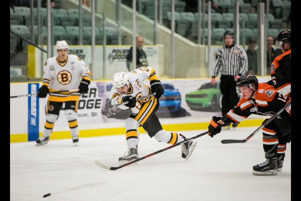Lynnden Pastachak is the captain of the Bruins in his final season of junior hockey. Photo by Durr Photography.