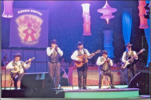 Carmel Country on stage during Telemiracle 2013. Band members are Earnie Degehardt, Tom Caldwell, Mel Deagnon, Bert Carpentier and Vern Hawkness.