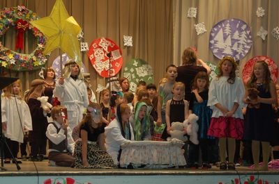 The nativity scene was enacted by students from the Sturgis Elementary School during the annual Christmas concert.