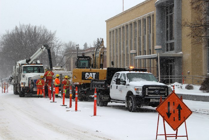 Water pain City crews had to do repairs next to city hall itself on January 9, as they had to repair a water main break in front of the building. Traffic was restricted on the street for the day as crews worked to repair the damage.