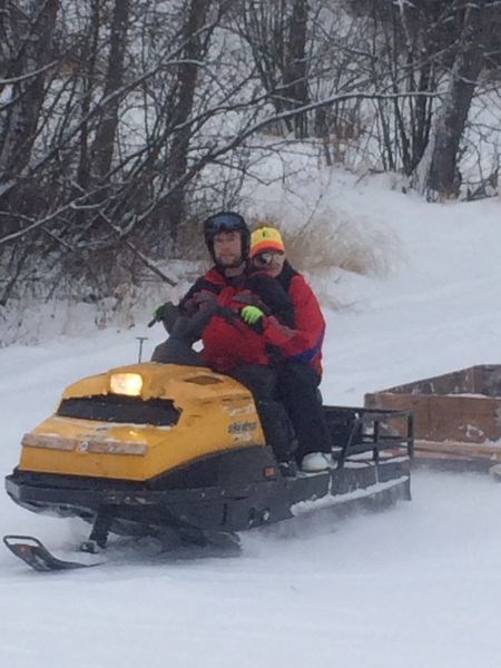 Craig Brock and Natasha Musqua were on a sled in order to check out the runs at the Duck Mountain ski hill.
