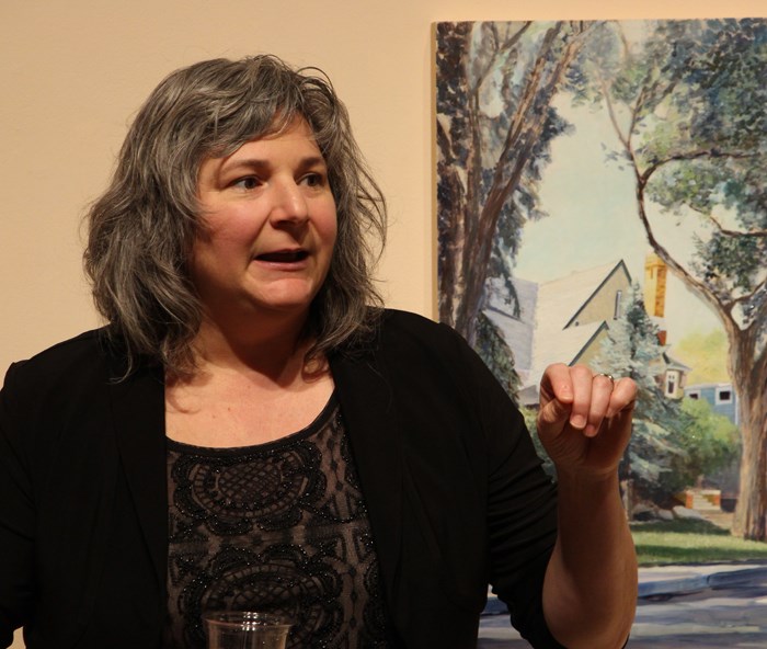 Heather Cline speaks about her work at the opening of her new show Quiet Stories from Canadian Places, which has been the works for a decade. It will be on display at the Godfrey Dean until February 25.