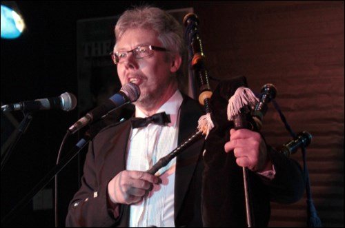 Rod Walker plays the bagpipes at the Burns Night celebration at Johnny’s Social Club on Saturday, Jan. 28. Performers sang traditional songs, read Burns’ works and enjoyed Scottish cuisine, including haggis, shepherd’s pie and whisky.