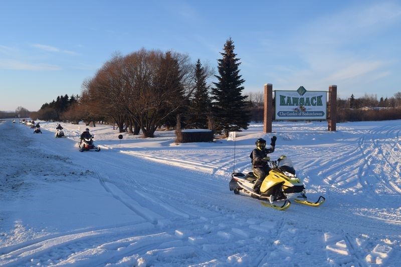 On Sunday at about 5 p.m., the 10 Prairie Women on Snowmobiles arrived in Kamsack to spend the night, which was the first night of their 2017 tour to raise money for the Canadian Cancer Society.