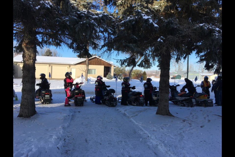 The 10 women in the 2017 Tour of the Prairie Women on Snowmobiles arrived at the Activity Centre in Canora during the afternoon of January 29 and were treated to coffee and muffins by the members of the Canora Lioness Club.