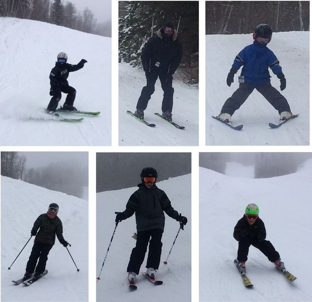 On the slopes of the Duck Mountain ski hill January 29, from left, were: (top row) Ty Thomas, Pat Tracy of Yorkton and Ross Ruf of Yorkton, and (bottom row) Sherri Weinmaster of Yorkton, Andrew Ross of Yorkton and Tyler Filipchuk of Kamsack.