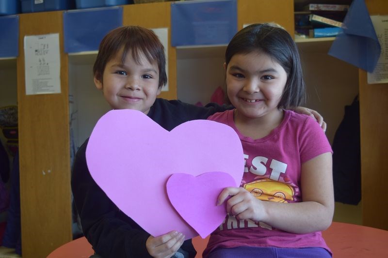 With St. Valentine’s Day quickly approaching, students in Desiree Lorenzo’s Grade 1 class at the Victoria School in Kamsack got into the mood of the day by colouring heart-shaped objects and looking through a collection of decorations. In the collection, Kolton Keshane and Breanna Langan found a couple “hearts” and agreed to use them for an exchange of valentines.