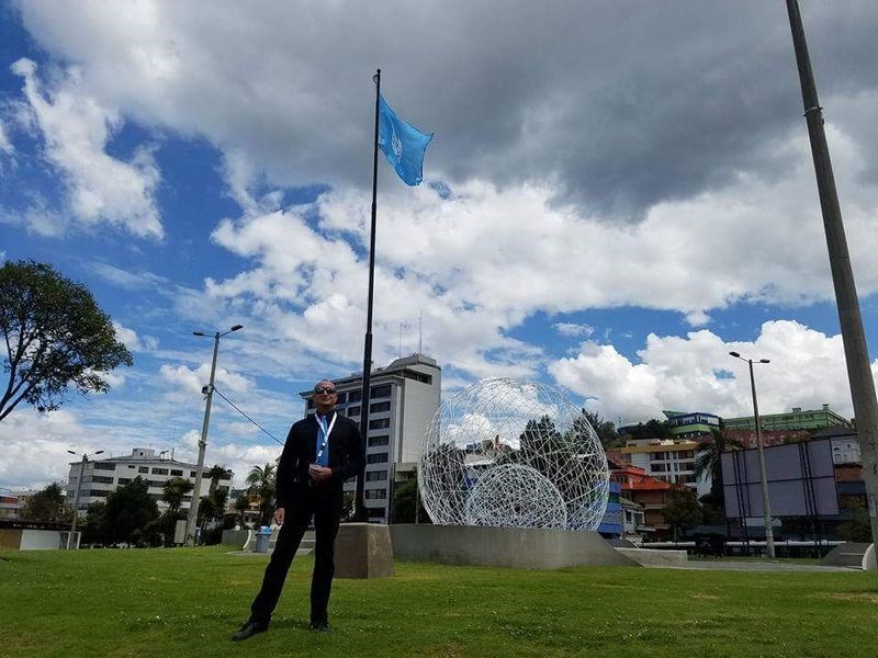 Former Kamsack resident, Neal Stone of New York City, a past chair of the American Planning Association’s LGBTQ and Planning Division, was photographed in Quito, Ecuador during the United Nations’ Habitat III conference.