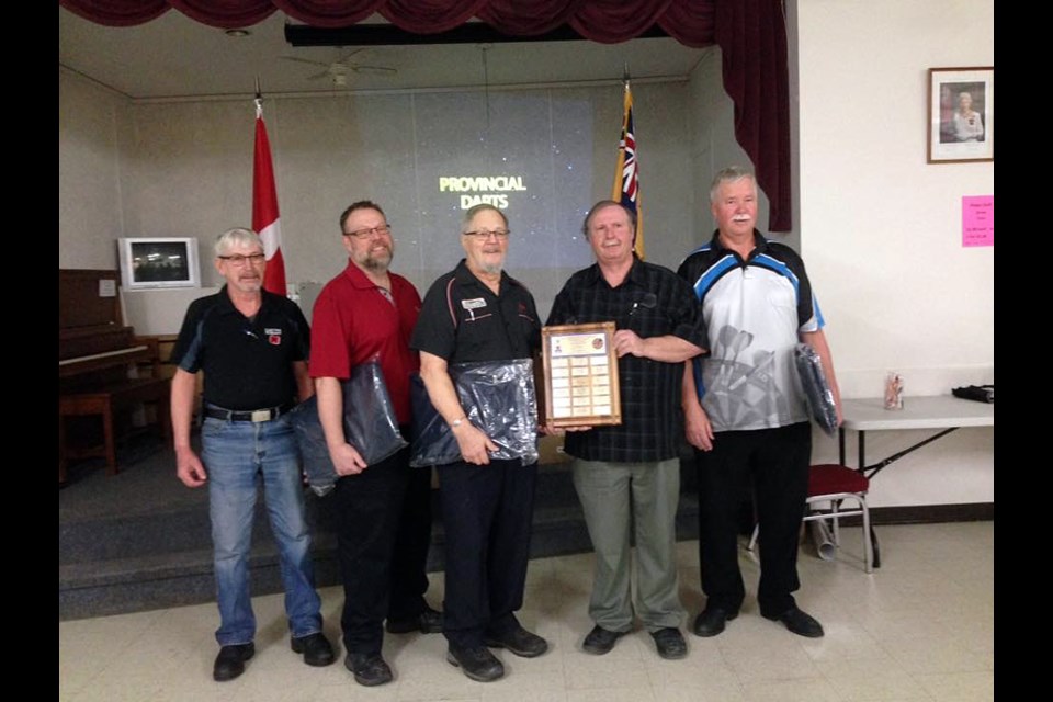 The Nipawin Legion Closed Darts team are the champions after competing at Saskatoon Nutana Legion this past weekend. From left are Bill Cragg, Dave Propp, Earl Stirling Brown and Kevin Duchscherer. They will go on to Dominion Championships in Brooks,Alta., May 7-9.