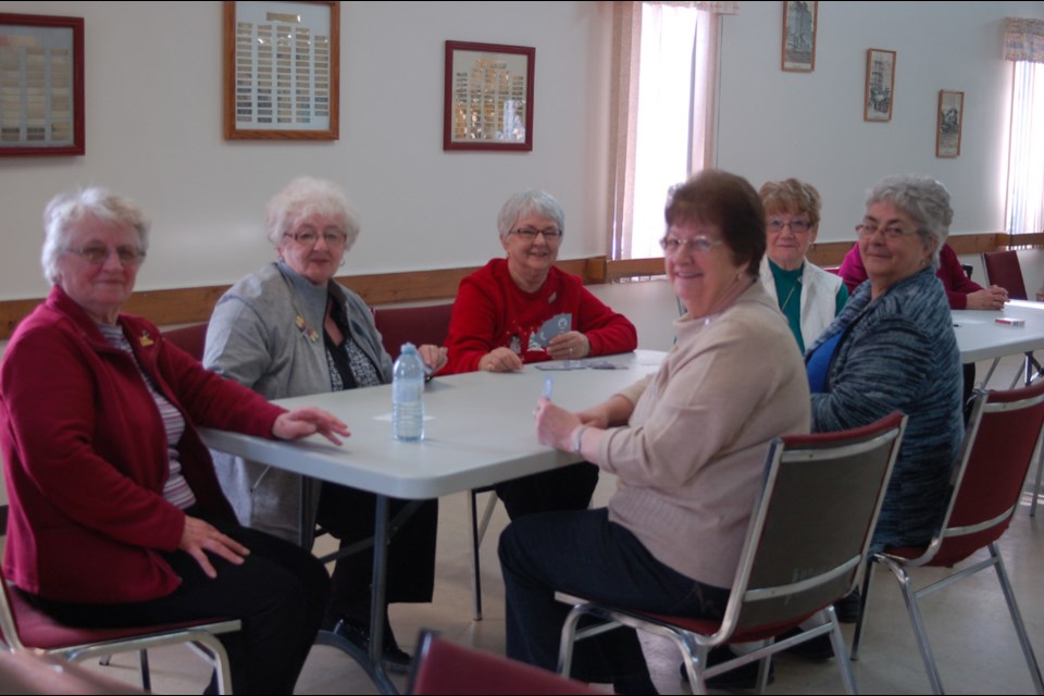 Some of the participants in the whist senior games held in Preeceville, from left, were: Stella Tulik, Eugenia Kennedy, Zita Serhan, Doreen Severtson, Gloria Daschuk and Pauline Beck.