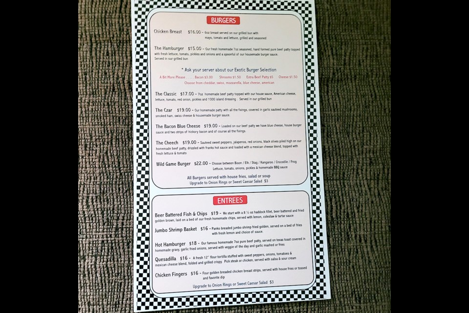 A photo of Fireside Hwy 41 Roadhouse Bar And Grill’s menu, featuring unique meat options. / Fireside Hwy 41 Roadhouse Bar And Grill | Facebook