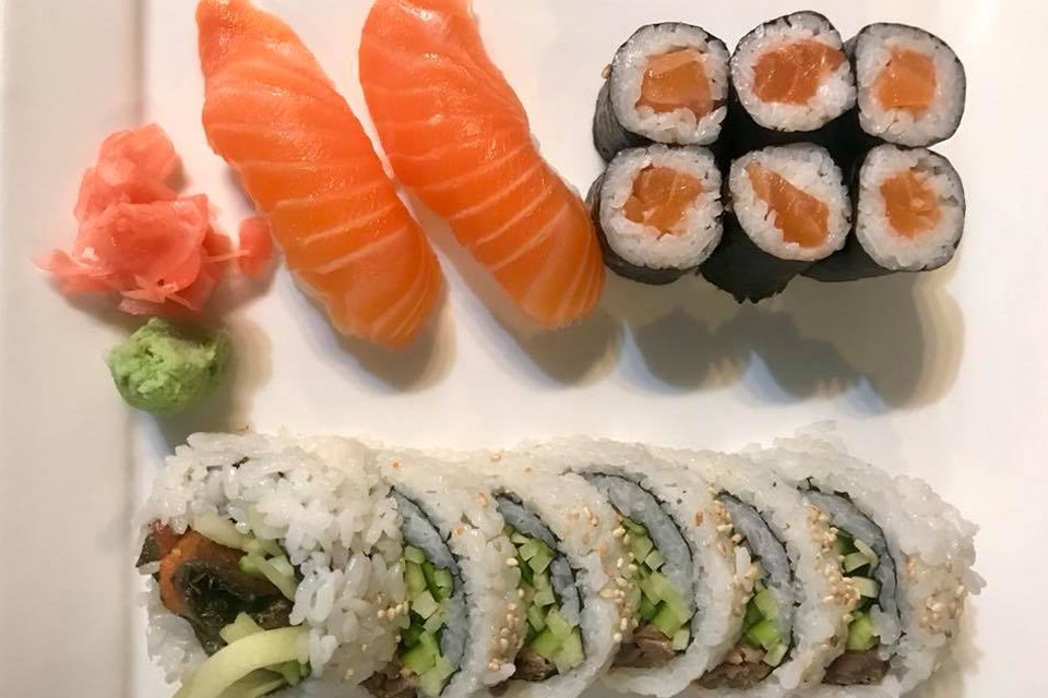 A plate of three assorted types of sushi from Okinawa Sushi in Blackfald, Alberta. / Okinawa Sushi | Facebook