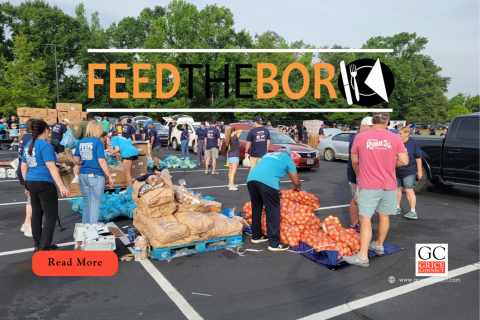 Volunteers distribute food at Feed the Boro's food drop providing over 3 million meals since the effort began.