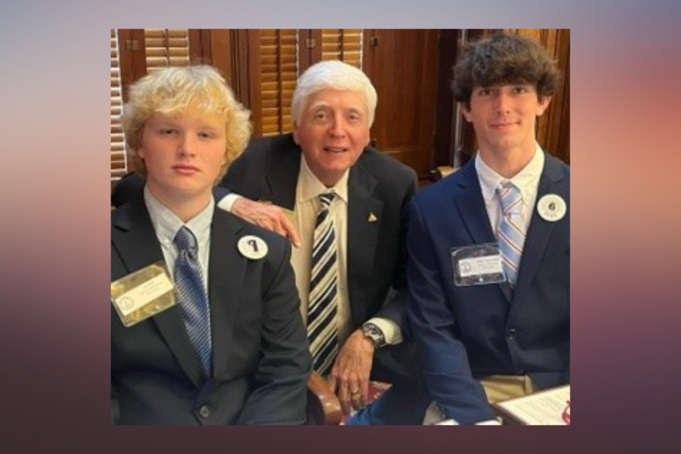 Bill Crider and Conner Perry with Rep. Parrish