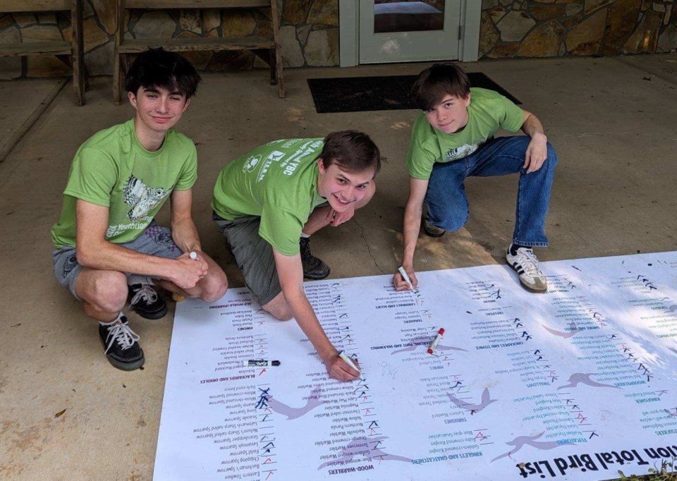members-of-youth-birding-competitions-wood-thrushes-team-mark-bird-species-checklist-at-charlie-elliott-wildlife-center-saturday-credit_charlie-muise