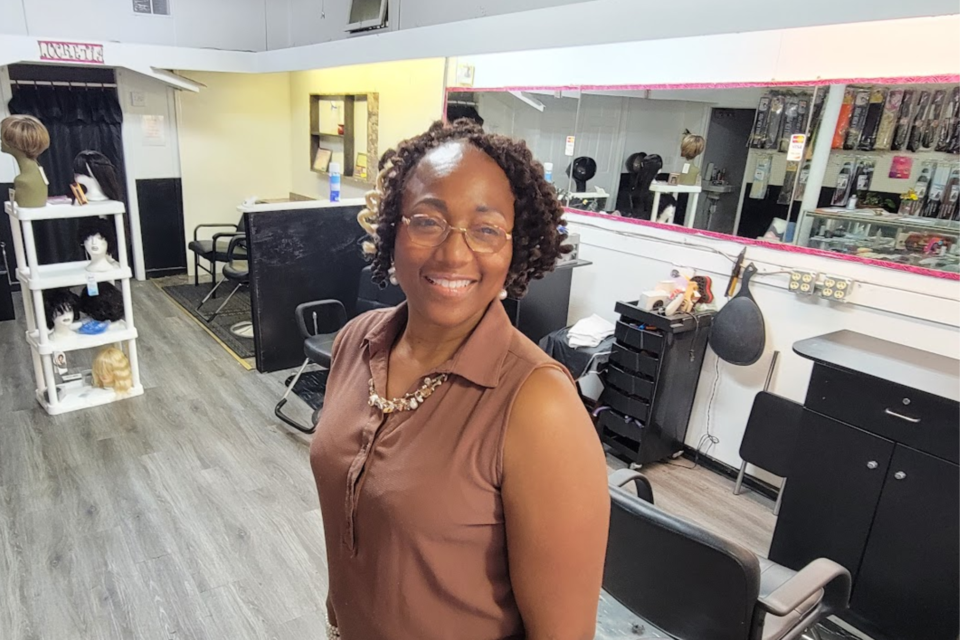 Lucretia Davis in her salon in Statesboro