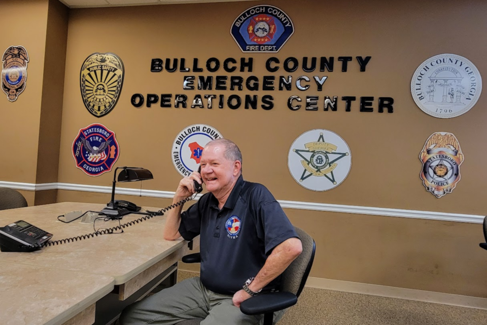 Lee Eckles in the Emergency Operations Center