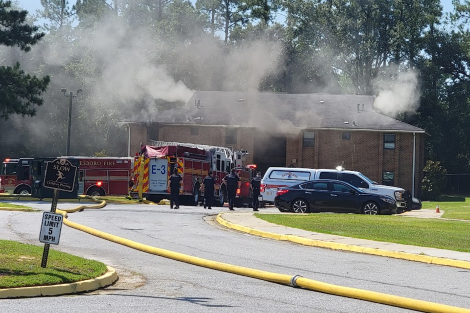 Heavy smoke was exhibited on arrival of fire engines