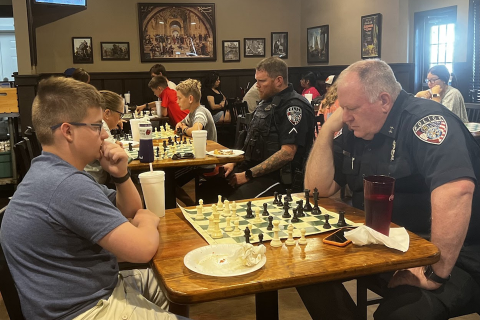 My grandson and Chief Broadhead playing chess
