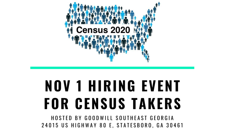 NOV1Hiring Event for Census TakersPublic · Hosted by Goodwill Southeast Georgia