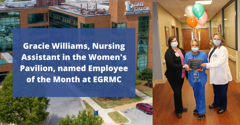 Gracie Williams, Nursing Assistant in the Women&#8217;s Pavilion, named Employee of the Month at EGRMC