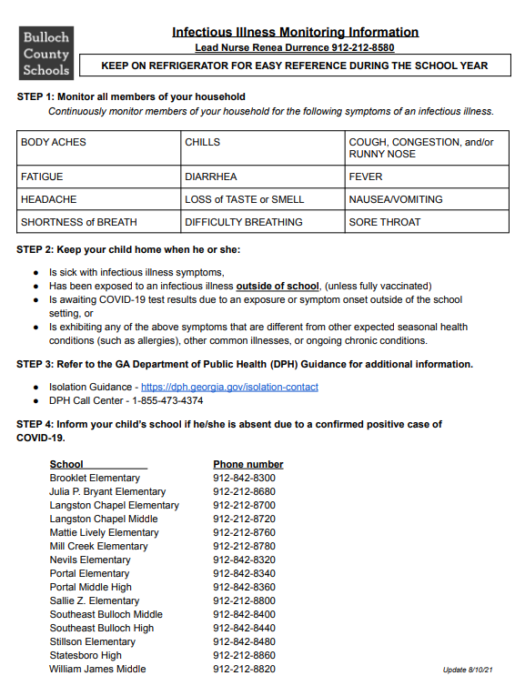 Schools health form