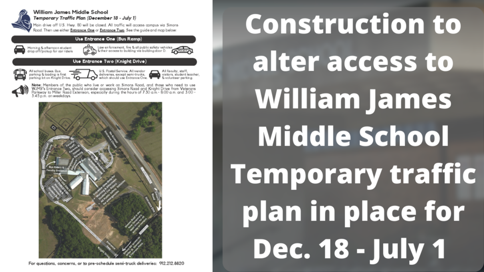 William James Middle School road closure
