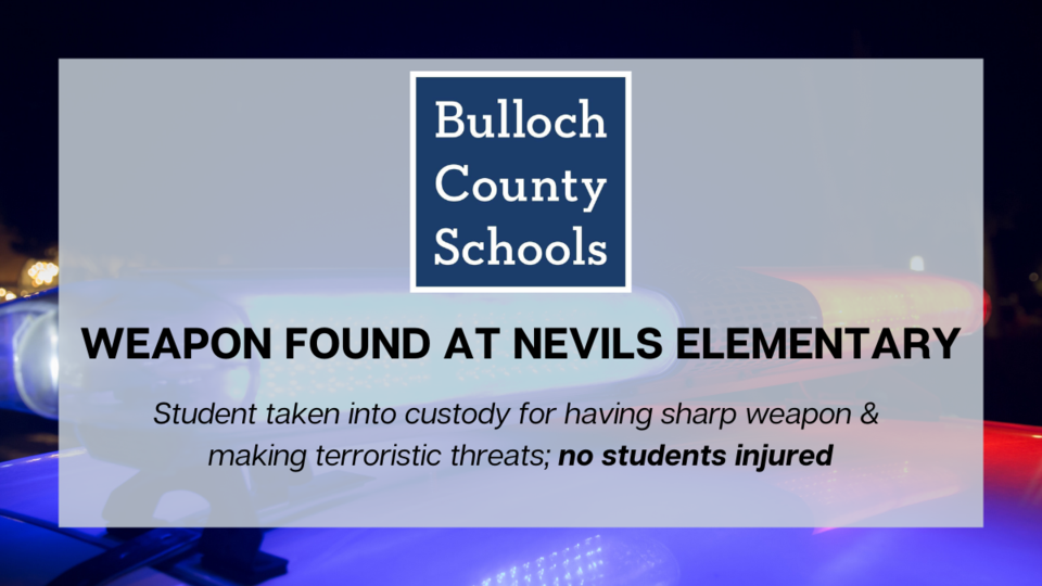 Weapon found at Nevils Elementary
