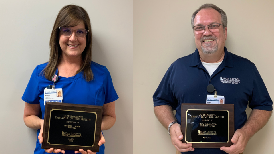 Amber Lewis and Terry Newsome EGRMC employees of the month.