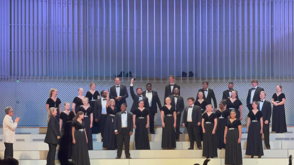 The Georgia Southern Chorale celebrates their victory in the Sing Berlin! International Choir Competition &#038; Festival. The ensemble has been in Germany since July 4, and