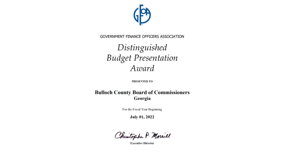 Distinguished Budget Presentation Award