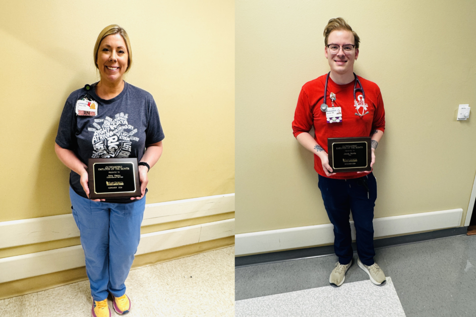 November EGRMC Employee of the Month, Amy Henry (left) and December EGRMC Employee of the Month, Jacob Rohlfs