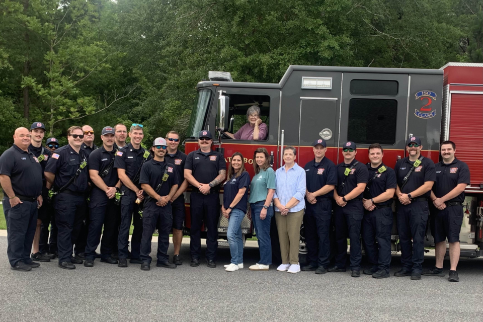 .Statesboro Fire Department with Sandra Dickard, Activity Coordinator, Regina Bell Executive Director, Donna Sumner, Cottage resident - Bethany album